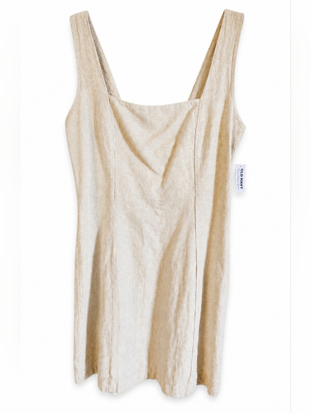 Old Navy Linen Blend Tank Dress in Natural Beige
